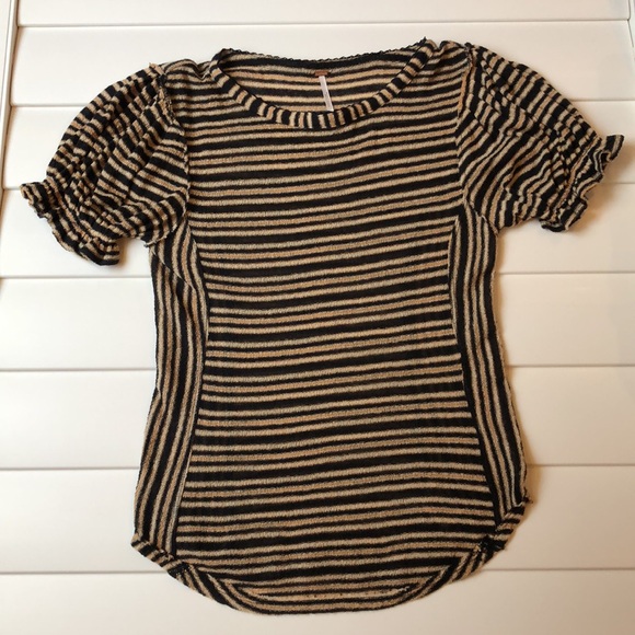 Free people striped short sleeve top with puffed sleeves - Picture 2 of 9